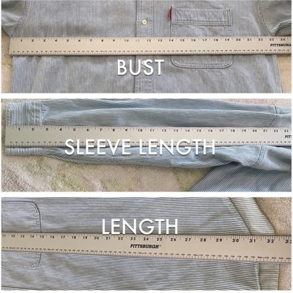 VINTAGE 90s Looney Tunes ACME Clothing Cotton Blue Pinstripe button down Medium - Picture 9 of 12